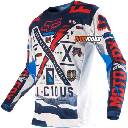 Áo cào cào Fox 180 Vicious trắng xanh