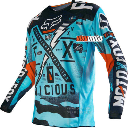 Áo cào cào Fox 180 Vicious xanh lơ, cam