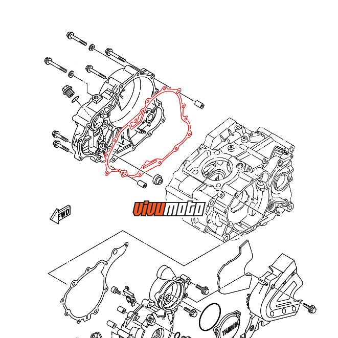 Gioăng/ron nắp máy phải (bưởng côn) Yamaha Tricker (XG250) / Serow 250 (XT250) / XT250X
